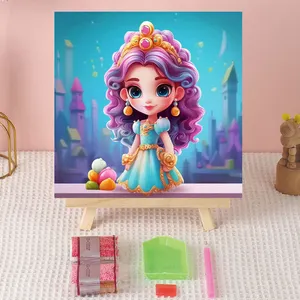 Bán buôn tường nghệ thuật sơn kim cương với khung Anime 5D sơn kim cương Bộ dụng cụ cho trẻ em DIY sơn kim cương với khung