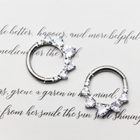 Boucles d'oreilles créoles pendantes en titane ASTM F136 avec zircon cubique, anneaux articulés pour piercing d'oreille, hélix, cartilage, tragus, style empilable pour usage quotidien
