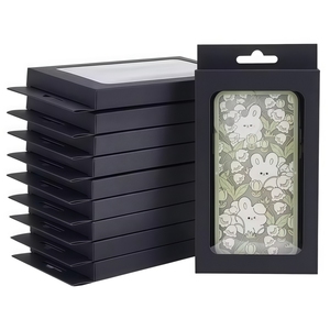 Boîte d'emballage pour téléphone portable, boîte en carton rigide avec fenêtre transparente en PVC, fermeture <span class=keywords><strong>magnétique</strong></span>, doublure en feuille, personnalisable, carton noir - Product Image 1