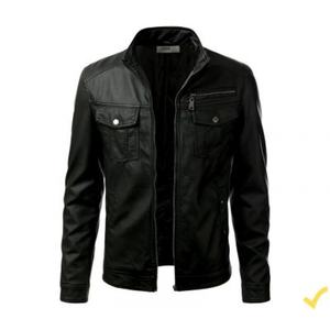 Chaqueta de Motociclista de Cuero Vacuno para Hombre, Negra, Impermeable, Ecológica, Reversible, de Invierno - Product Image 1
