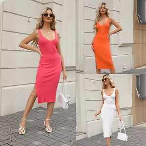 Nouvelle <span class=keywords><strong>robe</strong></span> en maille sexy sans bretelles et dos nu de style européen et américain avec taille élastique, jupe <span class=keywords><strong>longue</strong></span>, design texturé audacieux, antistatique - Product Image 2