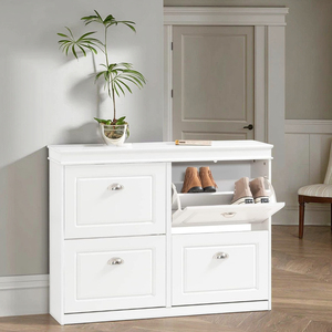 Wholesale 4 Flip Drawers <strong>Shoe</strong> Rack Cabinet <strong>Slim</strong> <strong>Shoe</strong> Storage Unit for Hallway, Entryway, Corridor Wooden <strong>Cupboard</strong> - Product Image 1