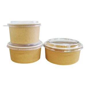 The factory directly sells disposable eco-friendly biodegradable paper salad bowl with lid - Product Image 1