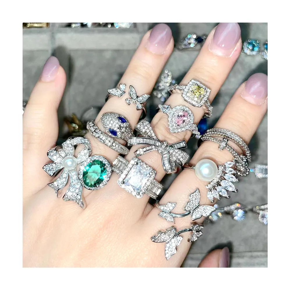 Fashion women ring jewelry airplane adjustable silver stone ring anillos plata 925 anillos en plata peru costo en soles