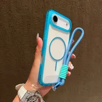 Casing Lanyard Transparan Untuk IPhone 17 16 15 Pro Max 17 Air 14 Plus 12 13 Pengisian Daya Nirkabel Magnetik Penutup Transparan