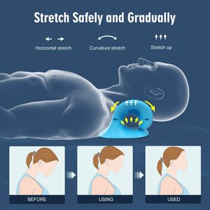 Oreiller de traction cervicale <span class=keywords><strong>en</strong></span> forme de C, étireur cervical pour soulager les douleurs au cou, <span class=keywords><strong>correcteur</strong></span> de posture ergonomique <span class=keywords><strong>en</strong></span> mousse à mémoire de forme pour usage domestique - Product Image 4