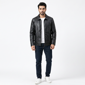 All-New Premium Quality Coated Woven Stand Collar <b>Men's</b> Autumn <b>Leather</b> Varsity <b>Jacket</b> Custom Plus Size Front Hooded Pockets - Product Image 1