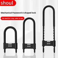 Cadenas à code combiné en aluminium double, design moderne en U, pour porte en verre, étanche, antirouille, antivol