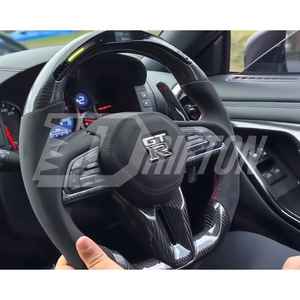Volant de direction avec éclairage LED en fibre de carbone R35 GTR avec garniture centrale et palettes de changement de vitesse pour Nissan R35 GTR - Product Image 4