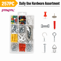 Kit d'Assortiment d'Outils et de Quincaillerie Quotidiens pour la Maison, Divers Accessoires de Fixation, Boîte de Rangement en Plastique pour la Rénovation Domestique et les Travaux Manuels