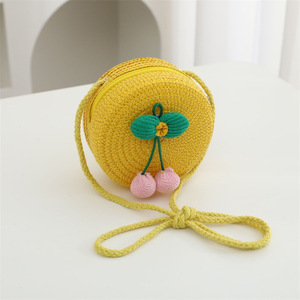 2025 Zomer Handgebreide Kindermeisjes Minimalistische Strooien Tas Ronde Lichte Meisjes Schoudertas Vakantie Reistas Handtas - Product Image 2