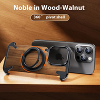 Étui en bois de noyer parfum naturel pour Iphone 16 15 14 Pro Max étui magnétique rotatif à 360 degrés étui en bois brut en métal