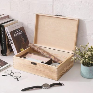Boîte de rangement en bois minimaliste moderne avec serrure, boîte d'emballage pour bijoux et ornements, boîte de rangement rectangulaire pour la maison et le bureau - Product Image 1
