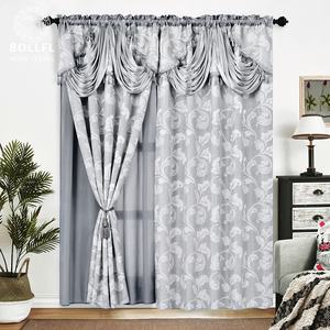 ستارة جاكار فاخرة باللون الرمادي مع الشرابة المعلقة لتزيين غرفة المعيشة أو المقهى - Product Image 3