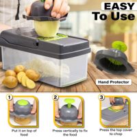 Trancheuse manuelle à mandoline Coupe-oignons Épluche-légumes Hachoir à légumes 18 en 1 Outils pour hacher les fruits et légumes