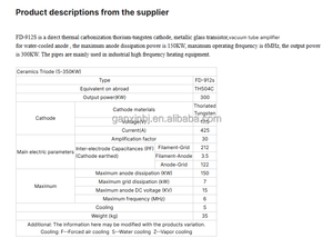Vakuum-Elektronenröhre Hochfrequenz-Oszillationsröhre Glas-Triode Elektronenröhre Triode Hochleistungs-Triode FD-912S - Product Image 6