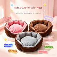 Coussin pour chien en coton pas cher, rond, pour intérieur, chaud, pour chat, lit pour chien de petite, moyenne et grande taille