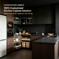 Ensemble d'armoires de cuisine en contreplaqué sur mesure, écologiques, durables, imperméables et modernes pour projets de villas et d'appartements
