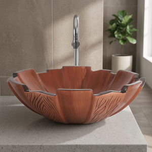 Lavabo de table rond en marbre blanc imprimé poisson Lavabo de salle de bain en céramique moderne Lavabo de comptoir en porcelaine - Product Image 6
