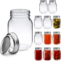 Bocaux Mason 8oz 12oz 16oz 32oz avec couvercles et paille Bocaux en verre transparent pour la conservation et la fermentation des aliments iso9001