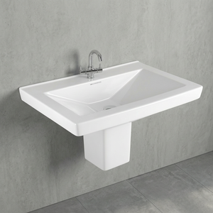 Vestaar อ่างล้างหน้าแบบแท่นครึ่งอ่างเซรามิกสีขาวขนาด25x20อ่างล้างหน้า lavabo สำหรับอาคารห้องน้ำการออกแบบส่งออกของอินเดีย - Product Image 1