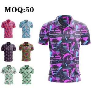 Oem luxury high quality stretch elastic retro vapor wave golf polo shirts high quality custom logo polo shirt for men