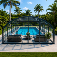 Maßgefertigte Einziehbare Aluminium-Schwimmbadüberdachung Moderne Polycarbonat-Abdeckung Schiebe-Wintergarten für Hinterhof und Garten