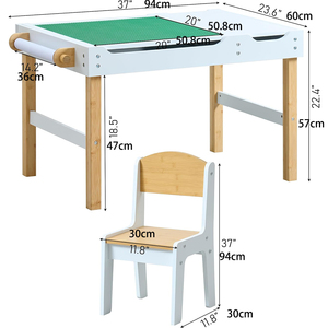 <span class=keywords><strong>Table</strong></span> en bois 3 en 1 pour enfants, <span class=keywords><strong>table</strong></span> d'activités compatible avec les blocs de construction <span class=keywords><strong>Lego</strong></span> pour garçons et filles - Product Image 2
