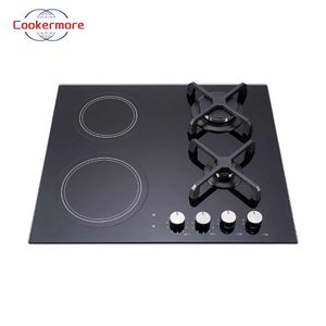 Table de cuisson combinée <span class=keywords><strong>60</strong></span> <span class=keywords><strong>cm</strong></span> [4 zones] en acier inoxydable à gaz naturel avec allumage électronique - Product Image 2