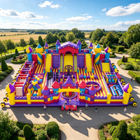 Château gonflable avec toboggan, thème cirque, pour enfants, location commerciale pour fêtes en extérieur