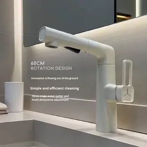 Robinet de <span class=keywords><strong>lavabo</strong></span> à levier blanc laiteux chaud et froid en gros, robinet de salle de bain avec fonction de levage, robinet de <span class=keywords><strong>lavabo</strong></span> en fonte de fer - Product Image 3