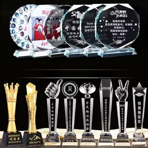 Goedkope High-End Gratis Design Crystal Trofee Custom Glas Award Trofee