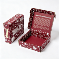Boîte d'art de luxe bordeaux en carton ondulé personnalisée avec impression intérieure des instructions