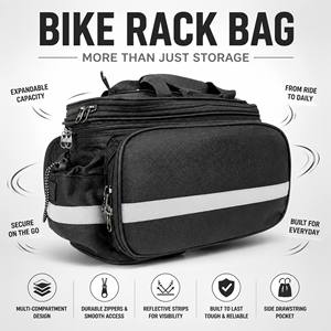 Sacoche de vélo multifonctionnelle imperméable grande capacité extensible avec housse de pluie et bandes réfléchissantes pour VTT - Product Image 2
