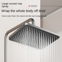 Système de douche numérique avec affichage, mitigeur monocommande gris anthracite, jet doux/plain, touches piano, laiton céramique poli, pour salle de bain domestique