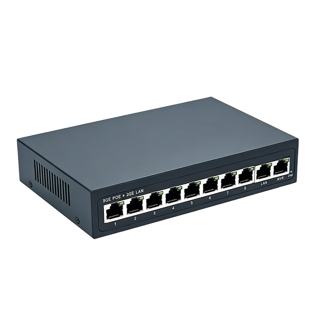 Industrial Security 10 Port 90W PoE Switch 8GE and 2GE Full Gigabit Ethernet Network Switch Unmanaged PoE Switch