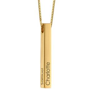 Personalized Customized 3D Long <strong>Bar</strong> Engraved Stainless <strong>Steel</strong> European American Popular DIY Pendant Bamboo Necklace Dropshipping - Product Image 1