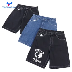 YSJY celana pendek Denim Jeans pria, celana pendek Denim kasual longgar untuk pria