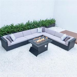 Gartens ofa im nordischen Stil Outdoor-Freizeit möbel mit Feuerstelle Tisch Rattan Patio Sofas für Hotels und Terrassen - Product Image 1