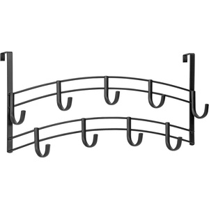 Gancho de puerta doméstico sin perforaciones de hierro forjado, multiusos, para almacenamiento de ropa, organizador, perchero de entrada, para sala de estar y baño - Product Image 1