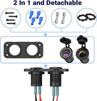 Prise de chargeur de voiture USB 12V - 24V, panneau de prise de chargeur de voiture 65W PD pour ordinateur portable et 18W QC3.0, étanche