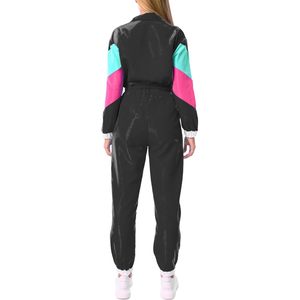 Conjunto Deportivo de 2 Piezas para Mujer, Bloques de Color, Top Corto con Cierre Frontal y Manga Larga, Ropa Deportiva Cortavientos para Primavera - Product Image 3