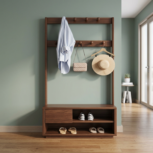 Modern Solid Wood Entryway <b>Storage</b> Cabinet with <b>Shelves</b> and Drawer Freestanding Living Room Furniture Minimalist Design - Product Image 3