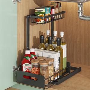 Supports de rangement portables modernes en fer pour cuisine et salle de bain, non pliables, à un seul niveau, pour égouttoir et assaisonnements - Product Image 4