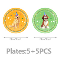 Vaisselle jetable à thème rétro pour animaux de compagnie, assiettes, gobelets, serviettes en papier, décoration de table pour fête d'anniversaire canin, vente en gros