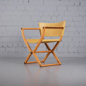 Silla de <span class=keywords><strong>director</strong></span> plegable portátil de cuero personalizable para exteriores, silla de madera para acampar, silla de salón de lujo italiana de diseñador - Product Image 3