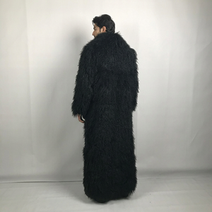 Abrigo de Piel de Cordero con Capucha para Hombre, Largo hasta la Rodilla, 62 Pulgadas - Product Image 1