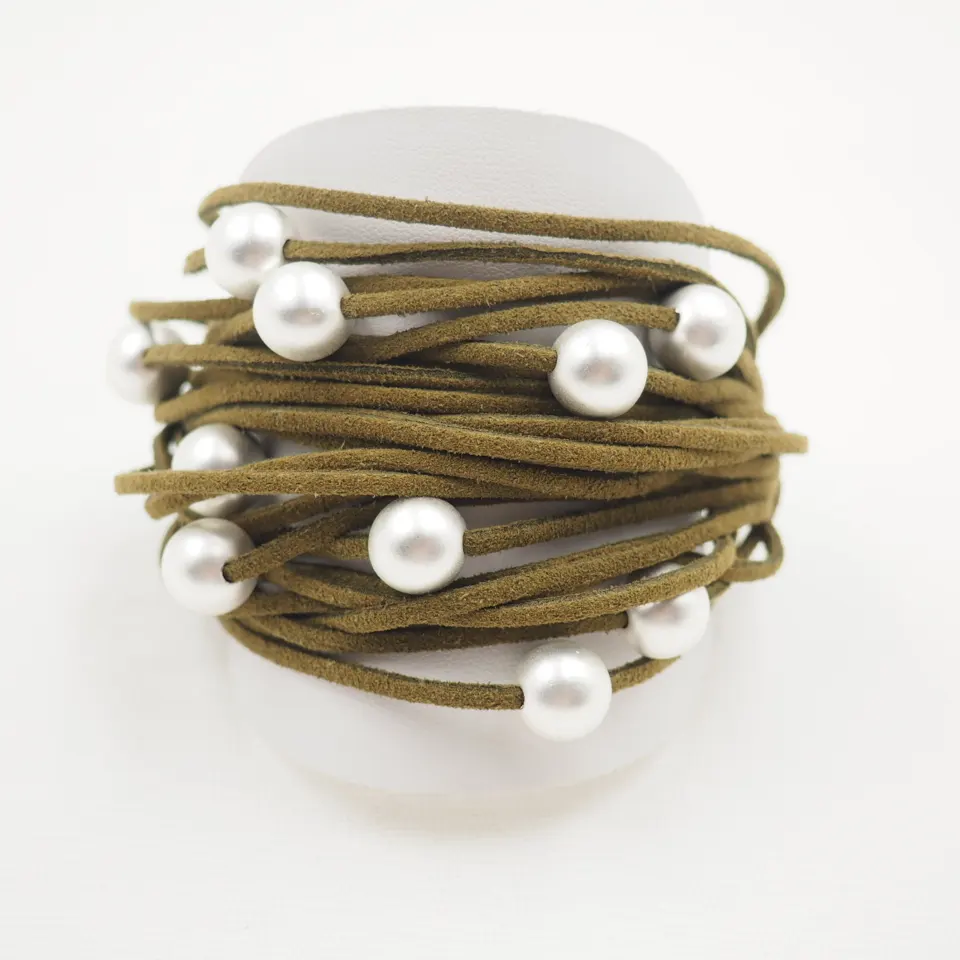 2021New Design Perlen Charm Armbänder Armreifen Schmuck, Wildleder Multilayer Wickel armbänder für Frauen