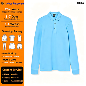 PL825 Camiseta <span class=keywords><strong>Polo</strong></span> de Manga Larga para Hombre, <span class=keywords><strong>Cuello</strong></span> <span class=keywords><strong>Mao</strong></span>, 65% Poliéster, 35% Algodón, Popular para Uso Diario, Venta al Por Mayor, Personalizable - Product Image 1
