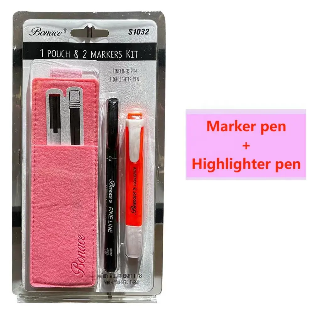쉬운 학습과 휴대를 위한 다기능 필통 + 형광 마커 펜 세트